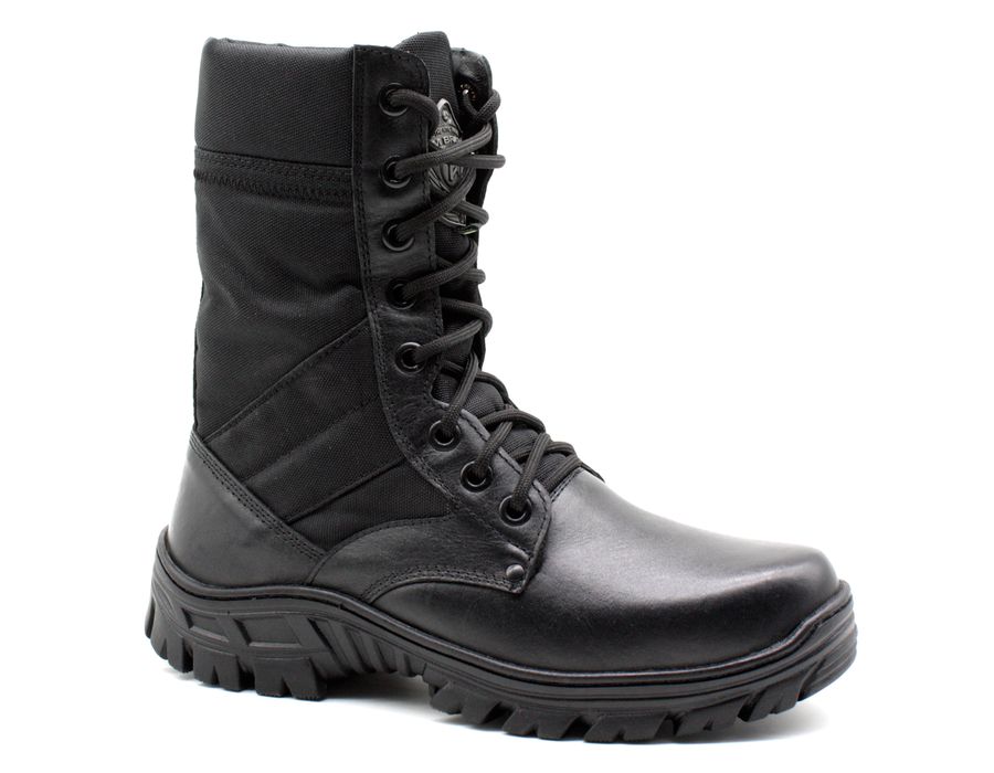 Coturno Militar Em Couro e Lona Cordura Extra Leve Tático Militar Bmbrasil 5150/01 Preto