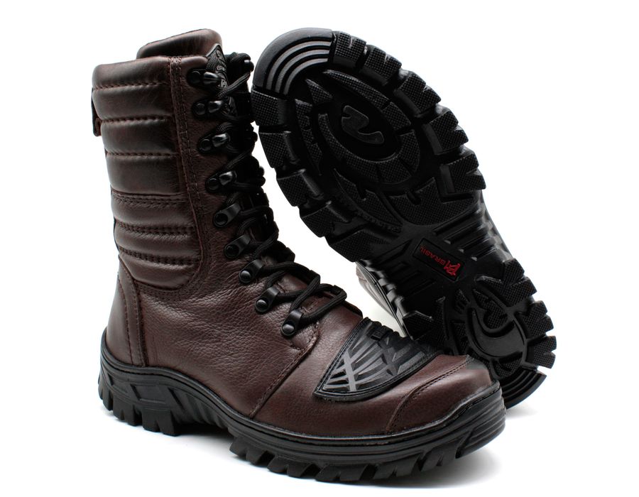 Coturno Tático Militar Semi-impermeável Bmbrasil 5168/03 Café