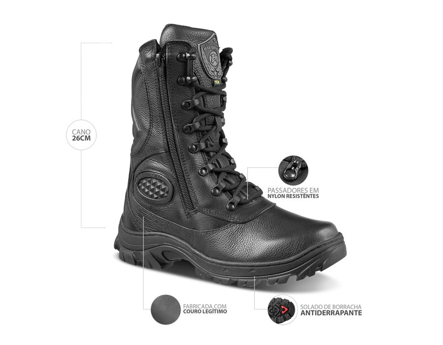 Coturno S.w.a.t. Bmbrasil Sem Protetor De Marcha 5179/02 Preto