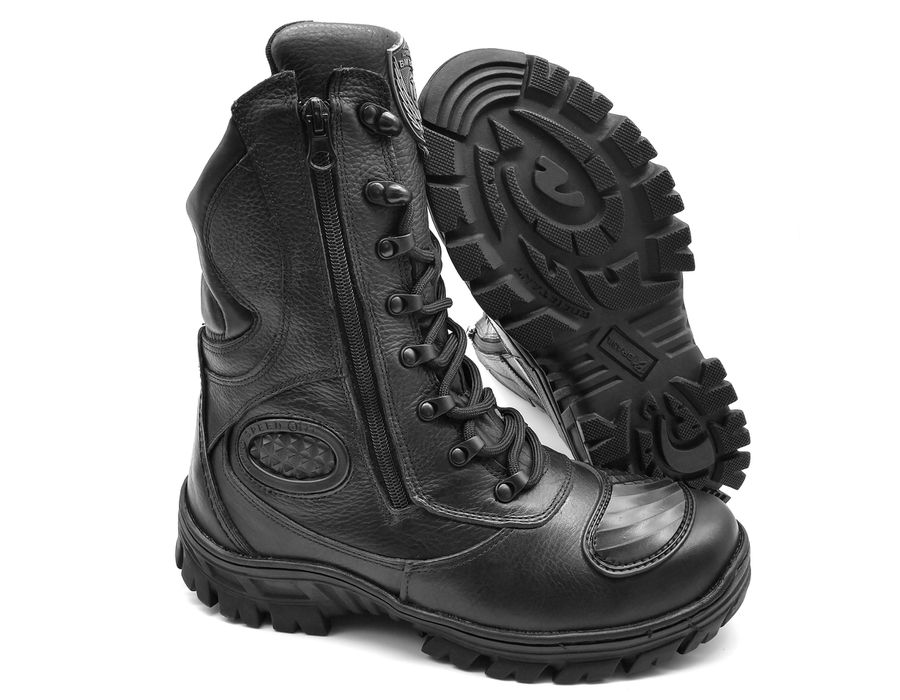 Coturno S.w.a.t. Tático Bota Militar Moto Bmbrasil Ziper 5180/01 Preto