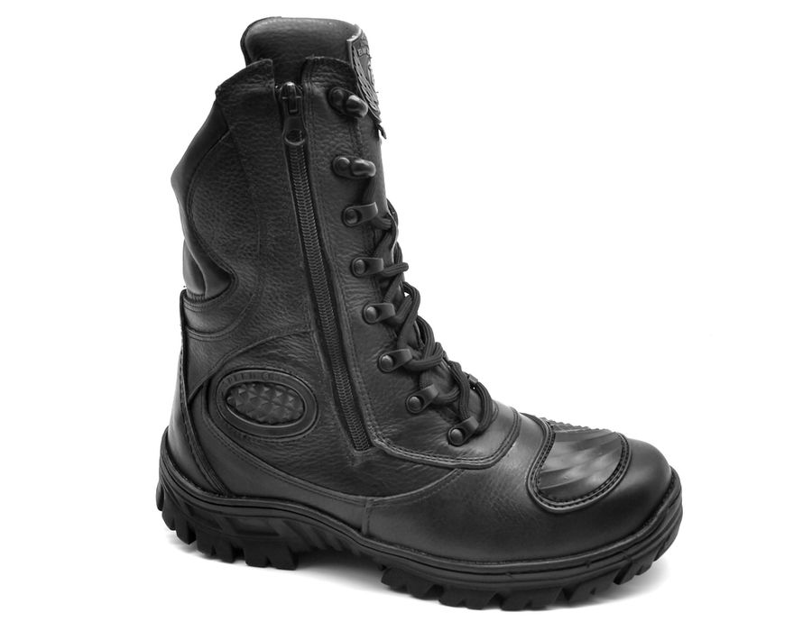 Coturno S.w.a.t. Tático Bota Militar Moto Bmbrasil Ziper 5180/01 Preto