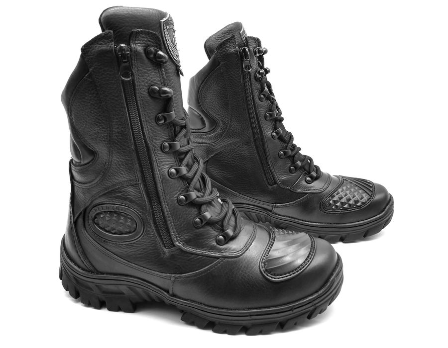 Coturno S.w.a.t. Tático Bota Militar Moto Bmbrasil Ziper 5180/01 Preto