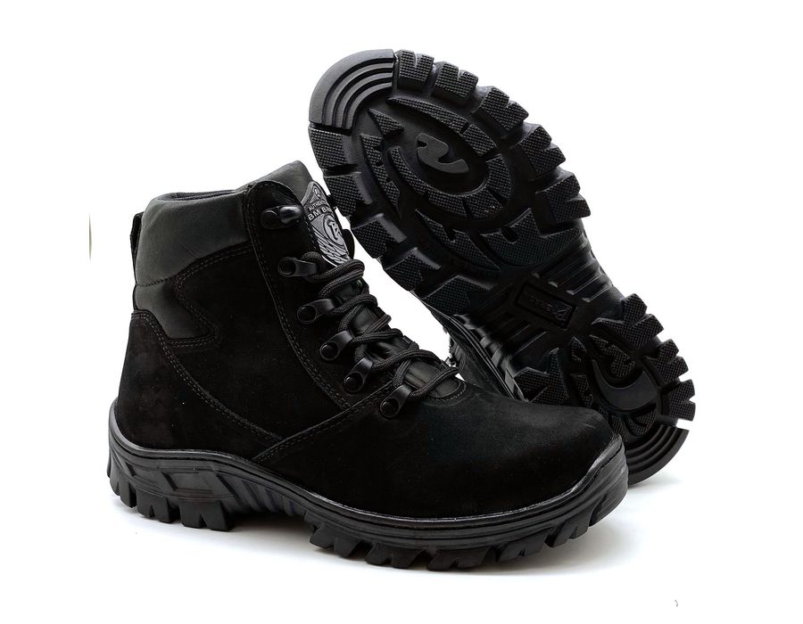 Coturno Militar Bota Borzeguim Cano Baixo 5185/03 Nobuck Preto