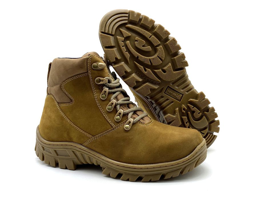 Coturno Militar Bota Borzeguim Cano Baixo 5185/04 Nobuck Palha