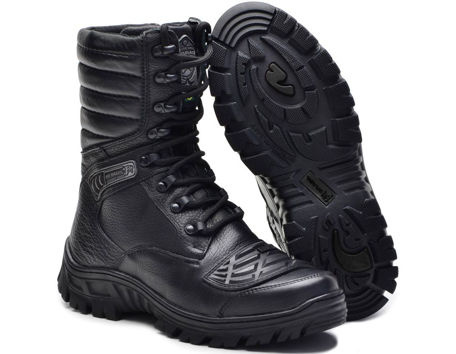 Coturno Bota Tático Militar Attack Zíper Moto 5188/01 Preto c a Nº 45899