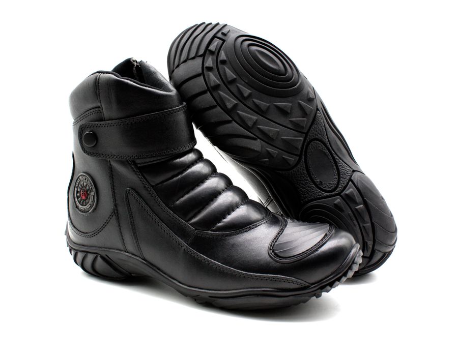 Bota Motociclista Moto Zíper Couro Bmbrasil 5210/01 Preto