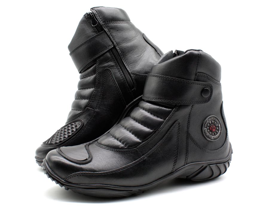 Bota Motociclista Moto Zíper Couro Bmbrasil 5210/01 Preto