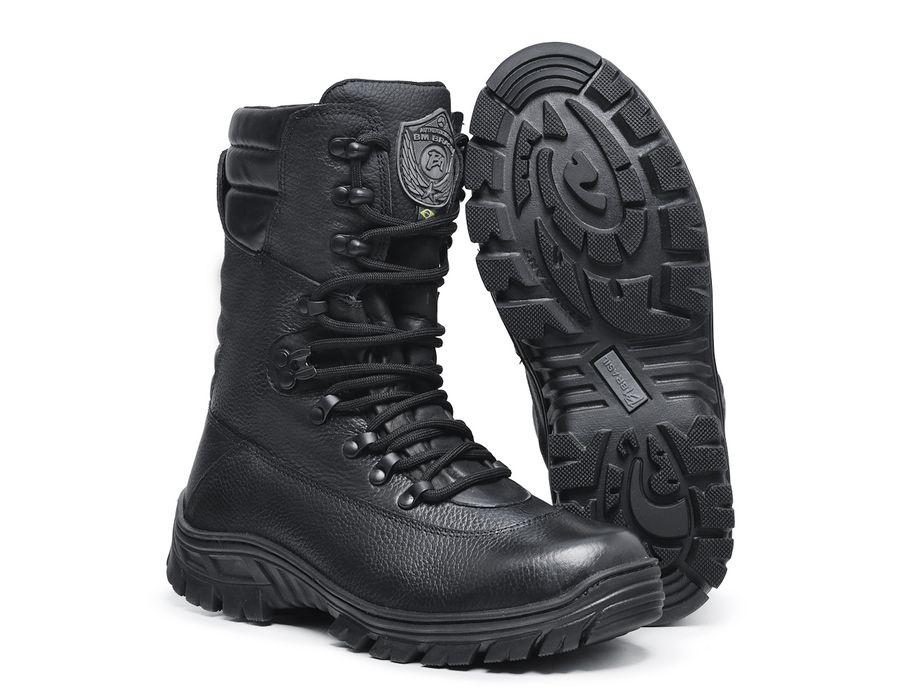 Coturno Militar Com Zíper e Amortecedor Bm Brasil 5260/01 Preto