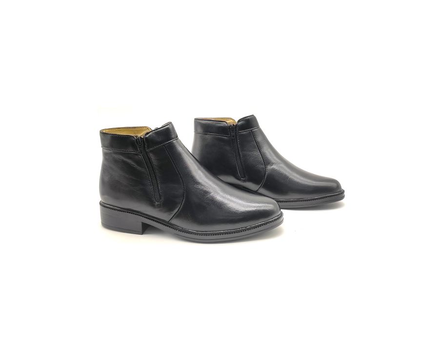 Botina Masculina Preta Couro Pelica Zíper 577