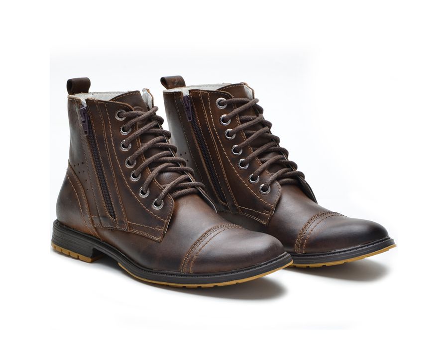 Bota Botina De Zíper Bmbrasil Oxfords 651/02 Taupe