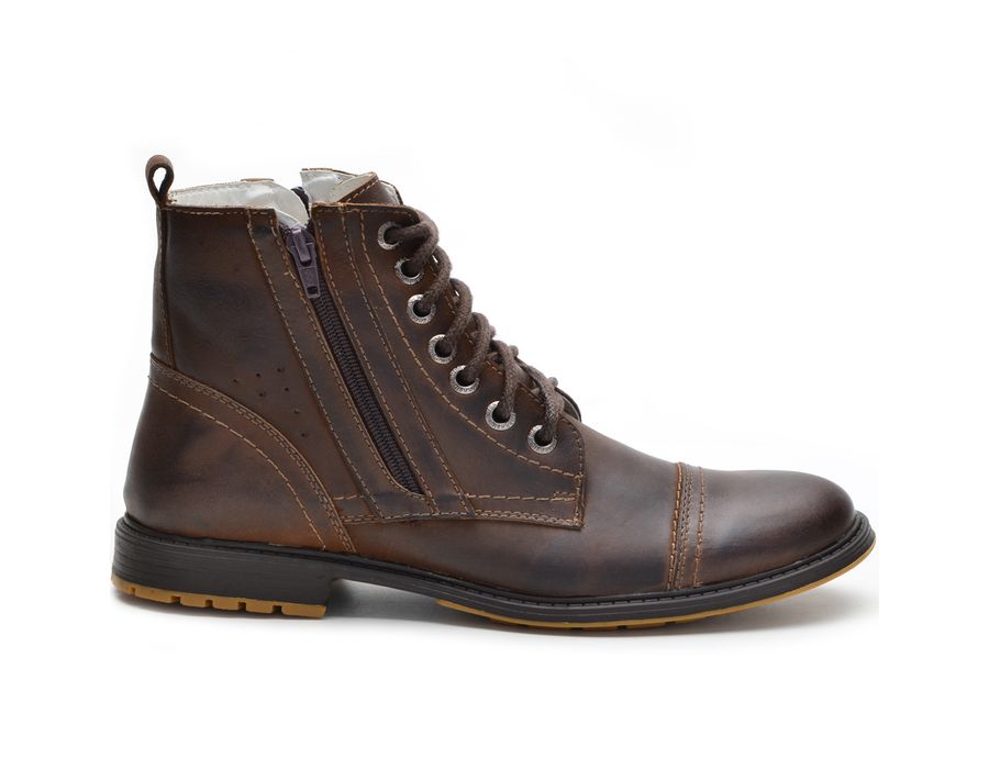 Bota Botina De Zíper Bmbrasil Oxfords 651/02 Taupe