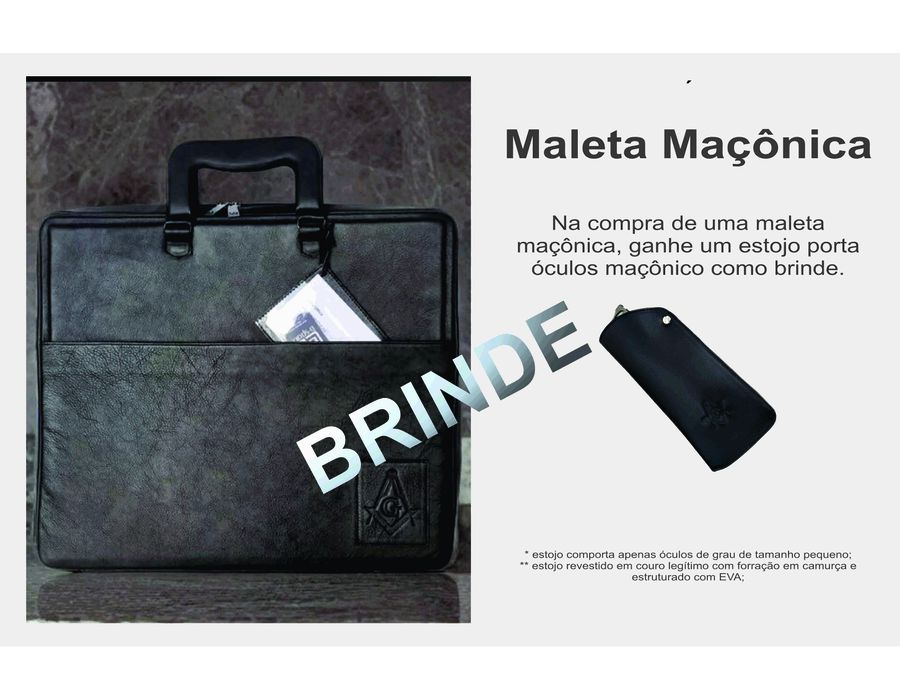 Maleta de Paramentação Maçônica XADREZ - Couro Legítimo