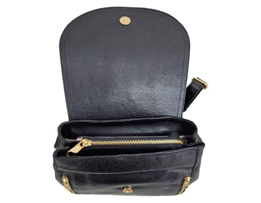 Mochila Bolsa Feminina - Preta - COURO LEGÍTIMO