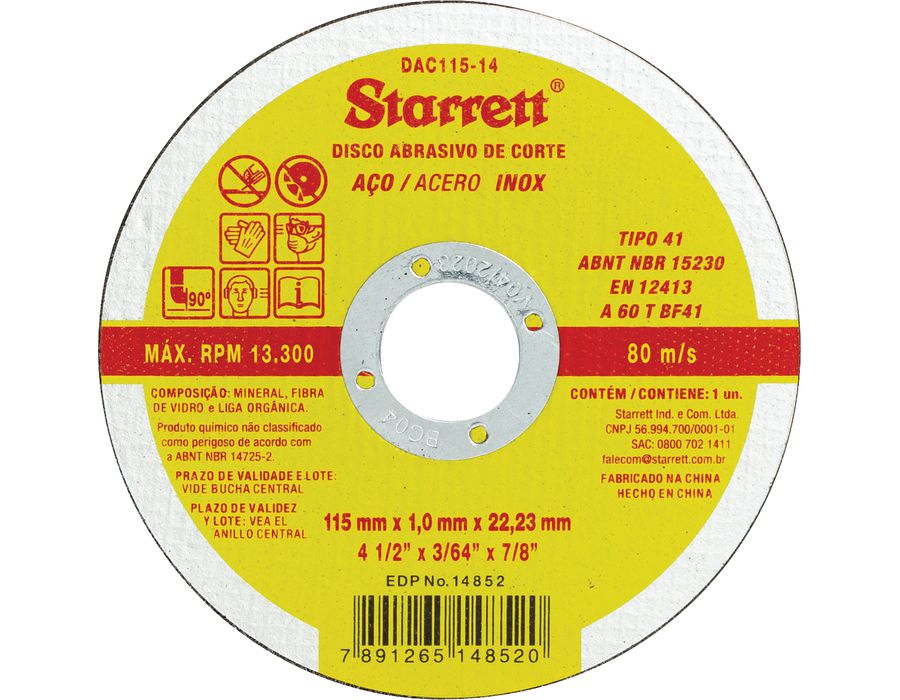 DISCO DE CORTE FERRO 4.1/2 STARRET