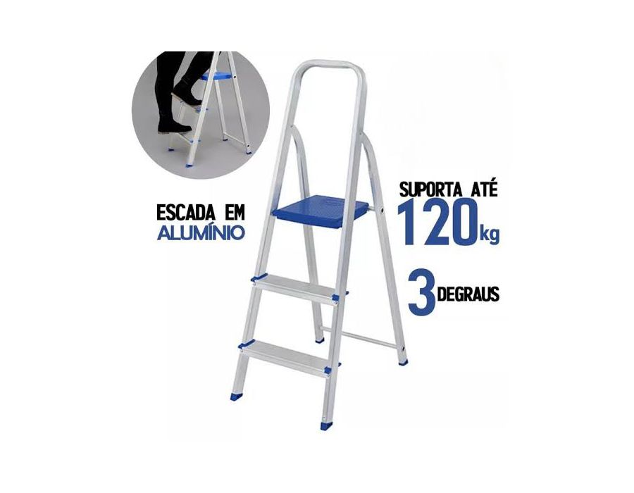 Escada Alumínio 3 Degraus Mor