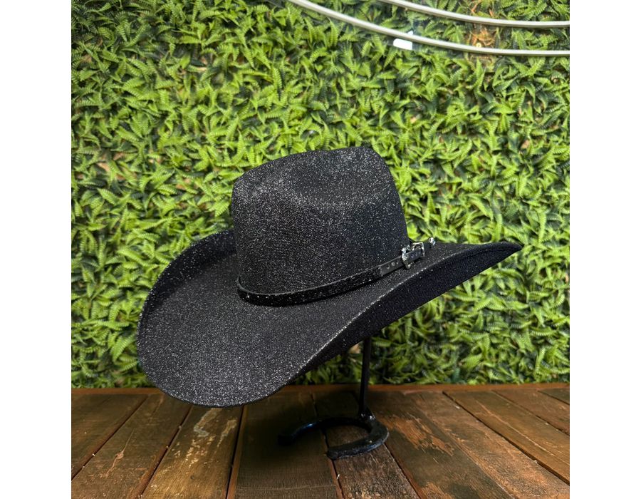 Chap??u Country Feminino com Glitter Preto CLUB 21 COUNTRY