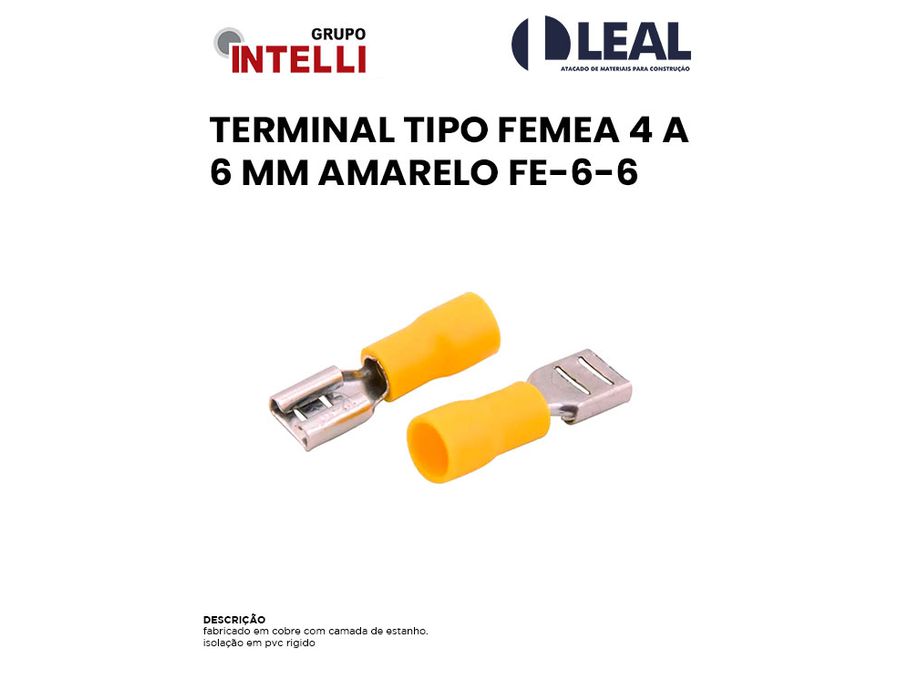 TERMINAL TIPO FEMEA 4 A 6 MM AMARELO FE-6-6 INTELLI | Comercial Leal