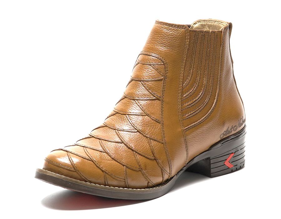 Botina Masculina Escamada Art Nobre Couro Floater 2025 Castor