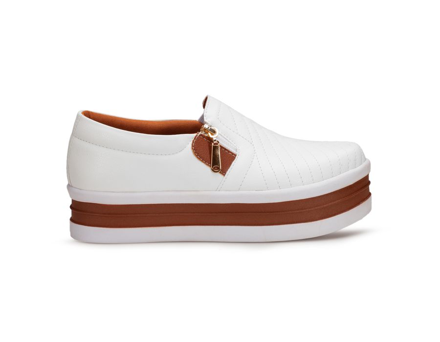 Tênis Slip on Zíper Costura Frontal Sola Alta Calce Facil Dk Shoes 