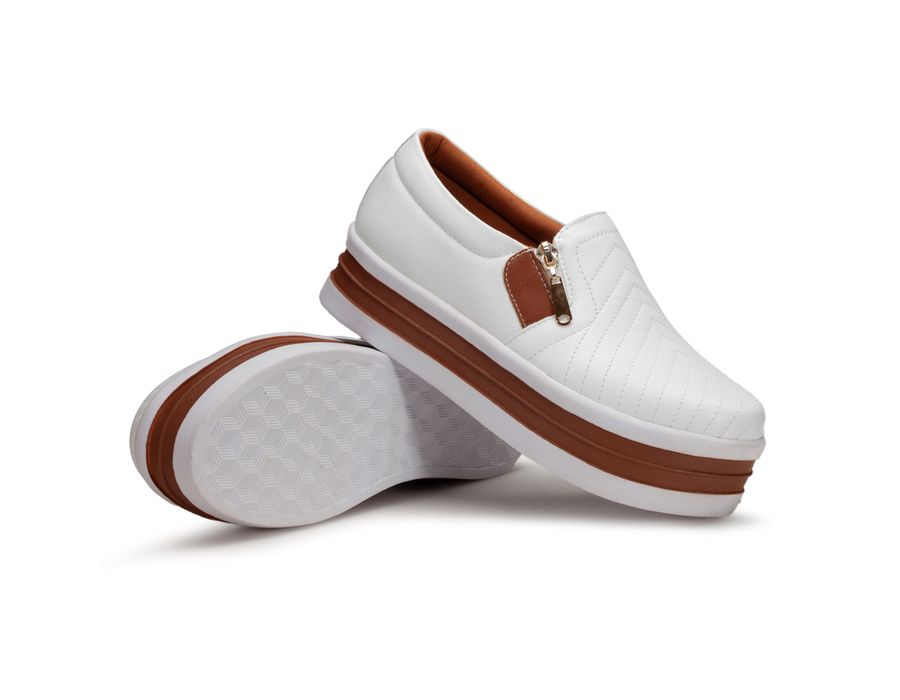 Tênis Slip on Zíper Costura Frontal Sola Alta Calce Facil Dk Shoes 