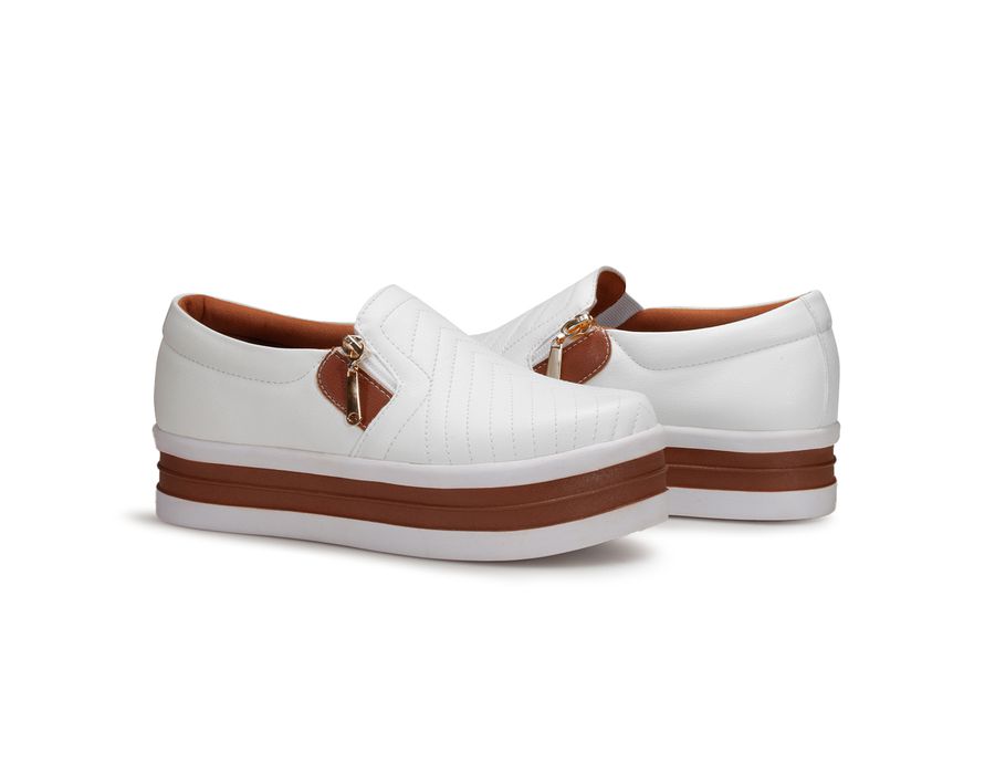 Tênis Slip on Zíper Costura Frontal Sola Alta Calce Facil Dk Shoes 