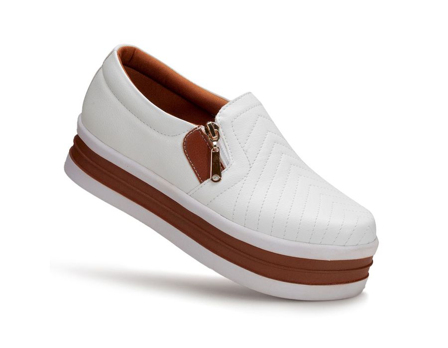 Tênis Slip on Zíper Costura Frontal Sola Alta Calce Facil Dk Shoes 