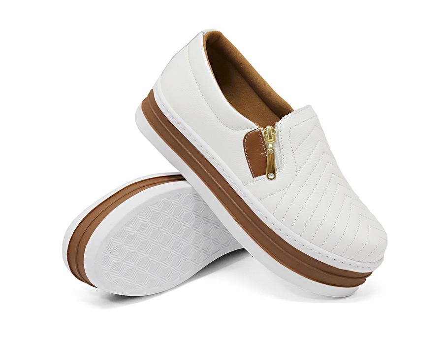 Slip On Feminino Couro legitimo Bovino 