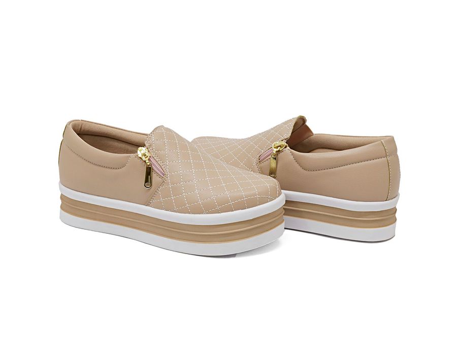 SlipOn Feminino Matelasse Ziper Lateral DK Shoes Rose Gold