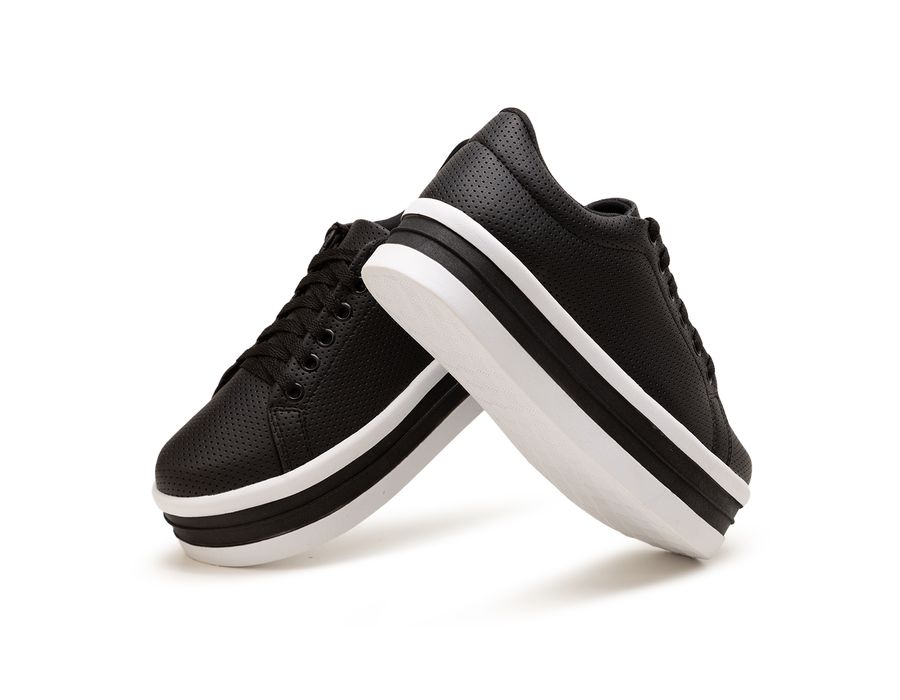 Tênis Casual Helena Preto Com Branco