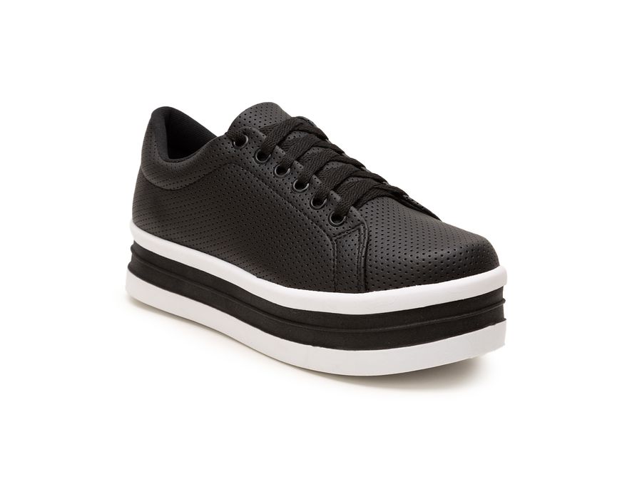 Tênis Casual Helena Preto Com Branco