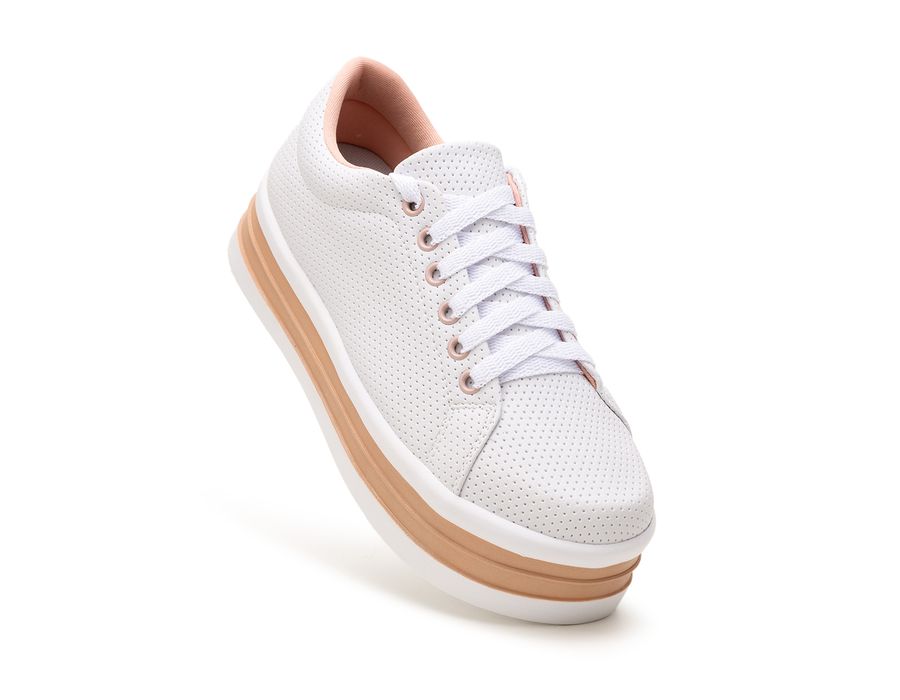 Tênis Casual Helena Branco Branco C/ Rose