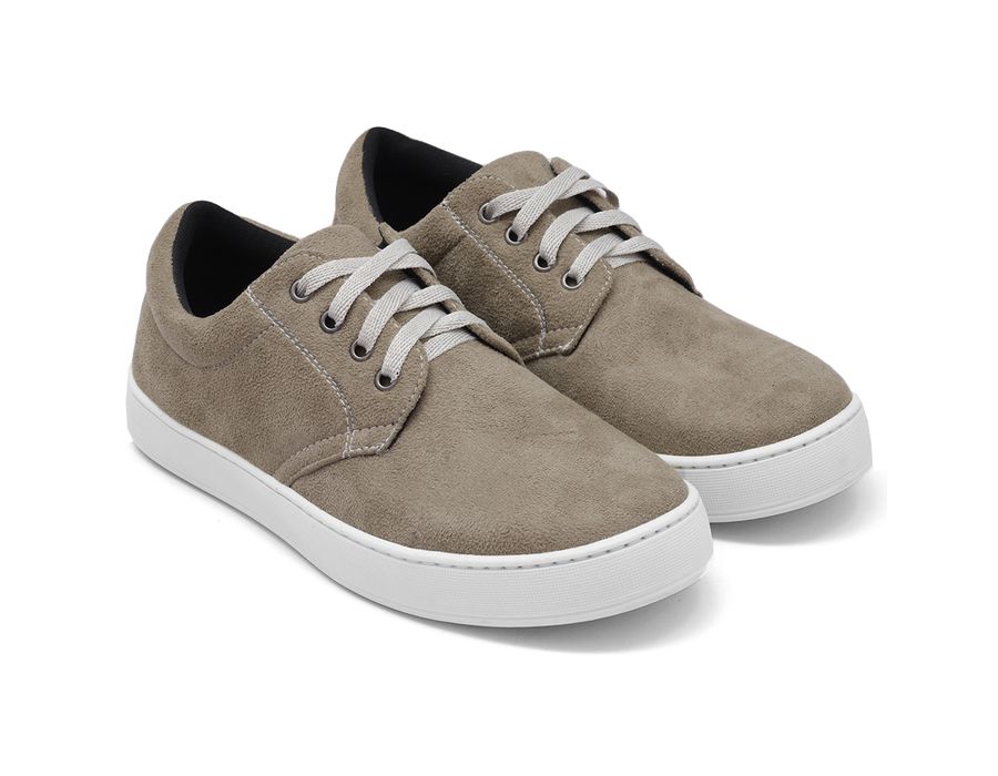 Tênis Casual Masculino Camurça Confortável com Cadarço Elástico + Palmilha EVA Cinza