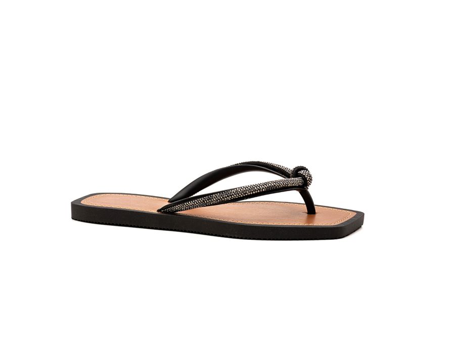 Chinelo Rasteira Feminina com Strass Delicada Nude