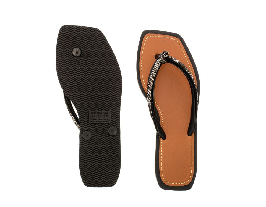 Chinelo Rasteira Feminina com Strass Delicada Nude