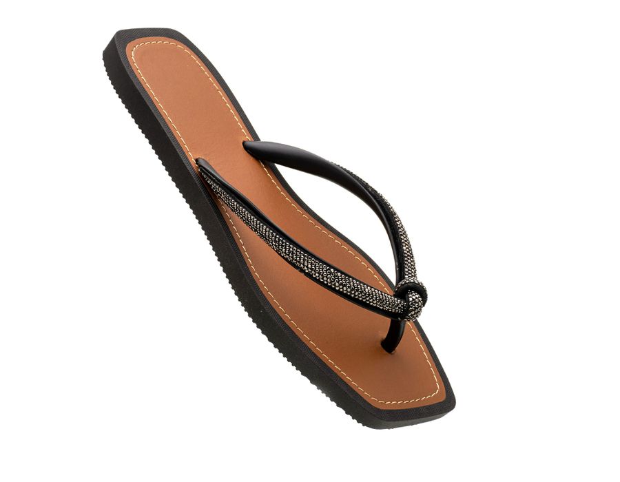 Chinelo Rasteira Feminina com Strass Delicada Nude