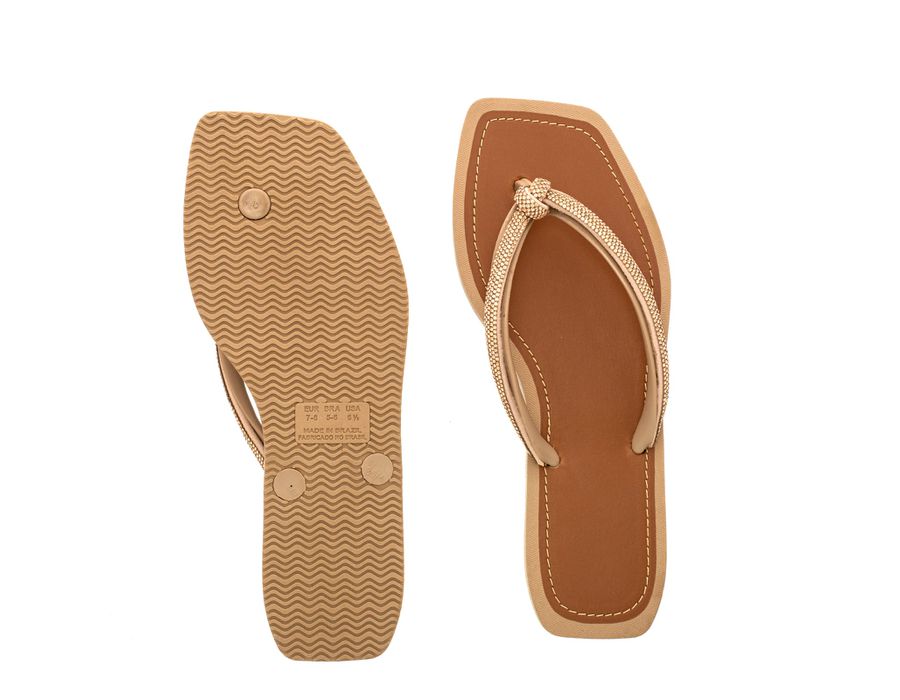 Chinelo Rasteira Feminina com Strass Delicada Nude