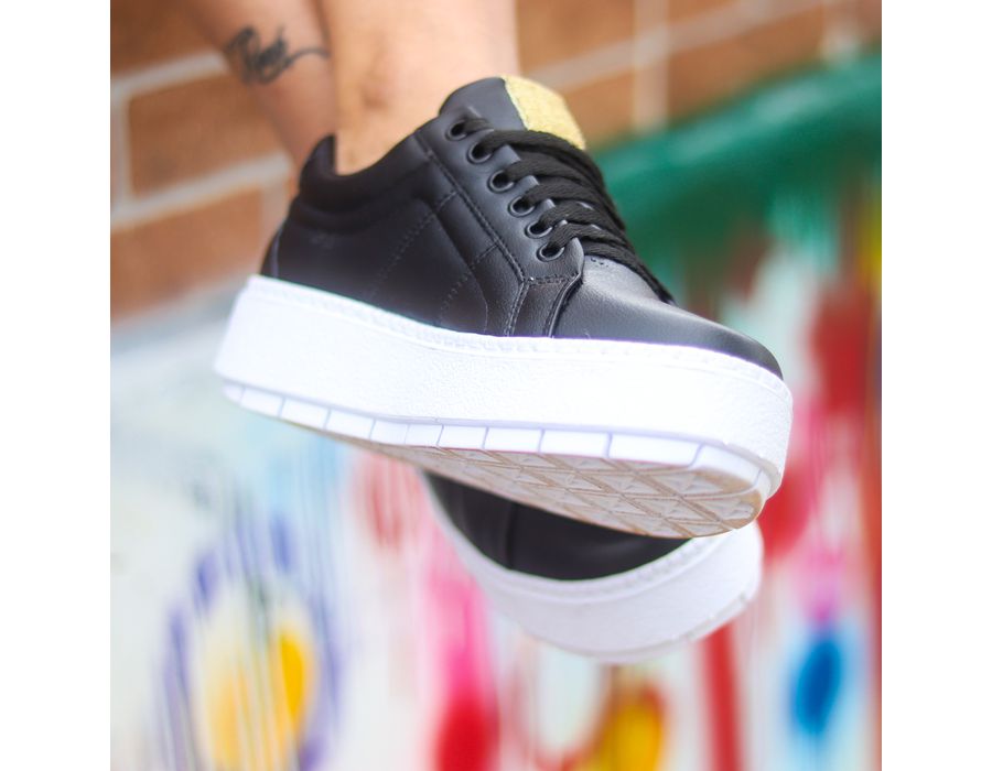 Tênis Casual Flat Amarrar Glitter DK Shoes Off White Couro Legítimo