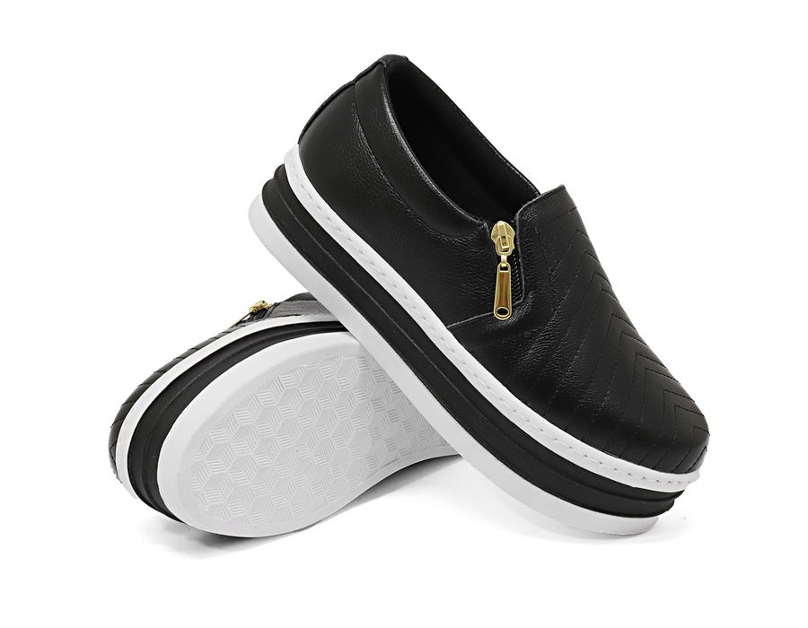 Tênis Feminino Couro Plataforma + Bolsa