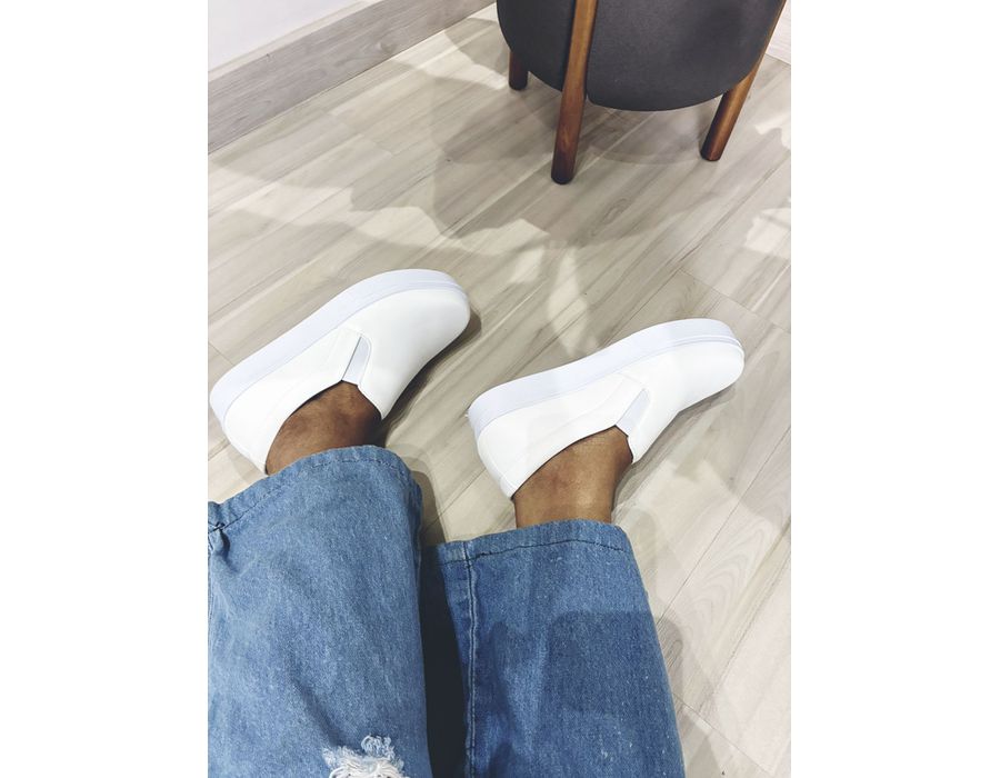 Tênis Slip On Detalhe Costura Matelassê Dk Shoes Branco