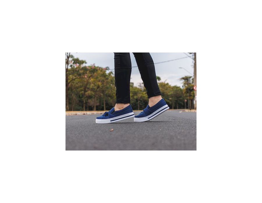 Tênis Slip On Nó Lateral Dk Shoes Jeans Escuro