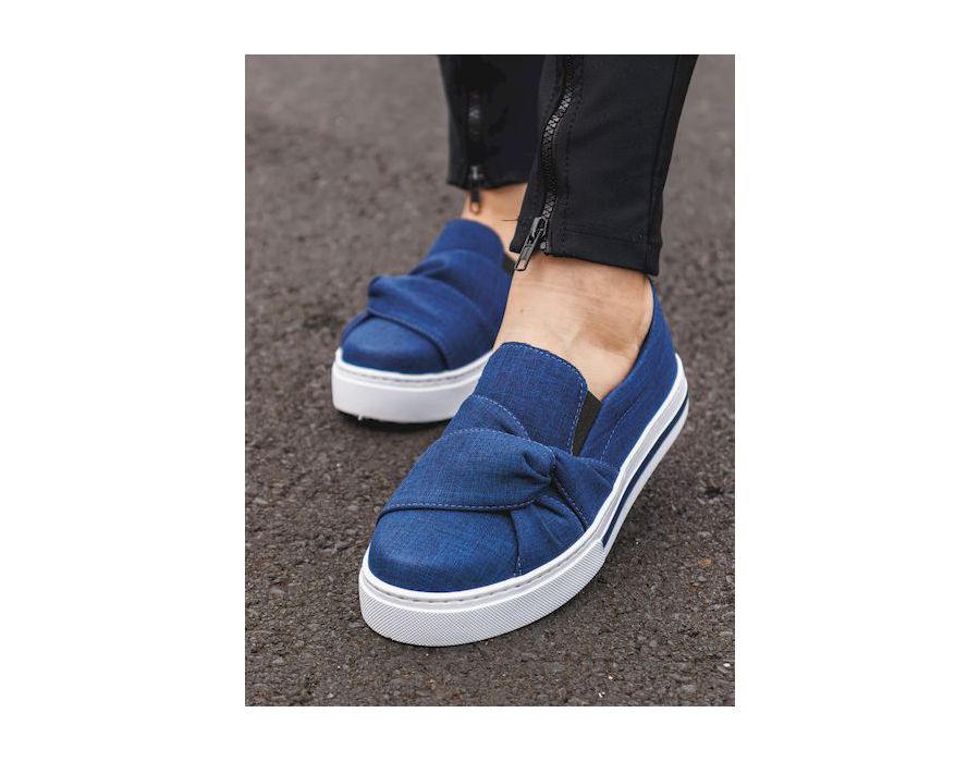 Tênis Slip On Nó Lateral Dk Shoes Jeans Escuro