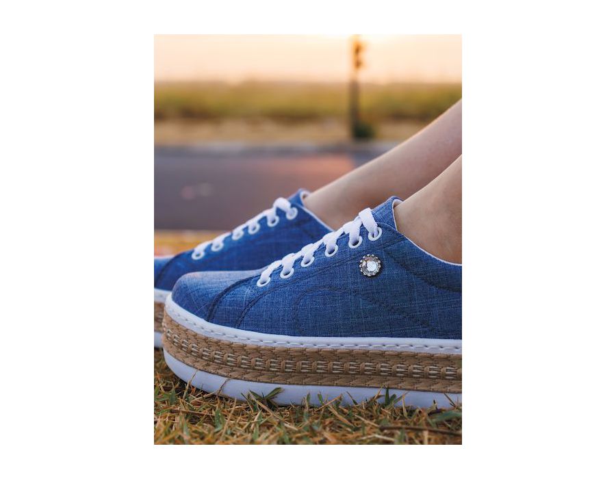 Kit 2 Pares Tênis Dk Ziper cost Stras Jeans claro