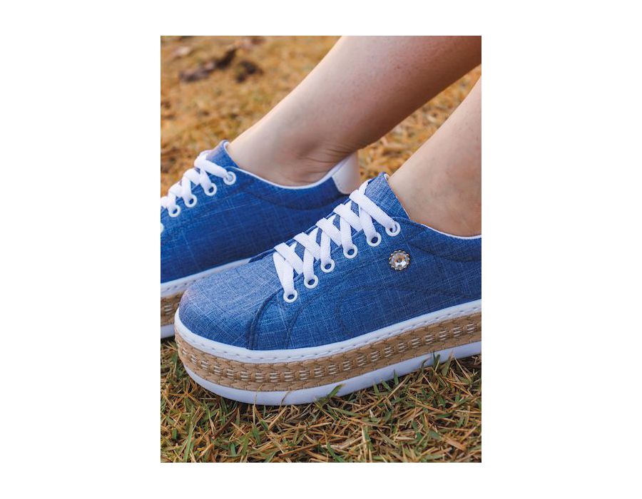 Kit 2 Pares Tênis Dk Ziper cost Stras Jeans claro