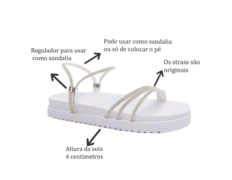 Sandália Rasteira Feminina com Pedrarias Coloridas e Brilho 