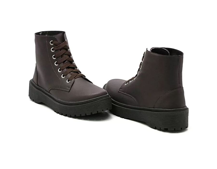 Coturno Botinha Tratorado Dk Shoes Cano Baixo Cafe