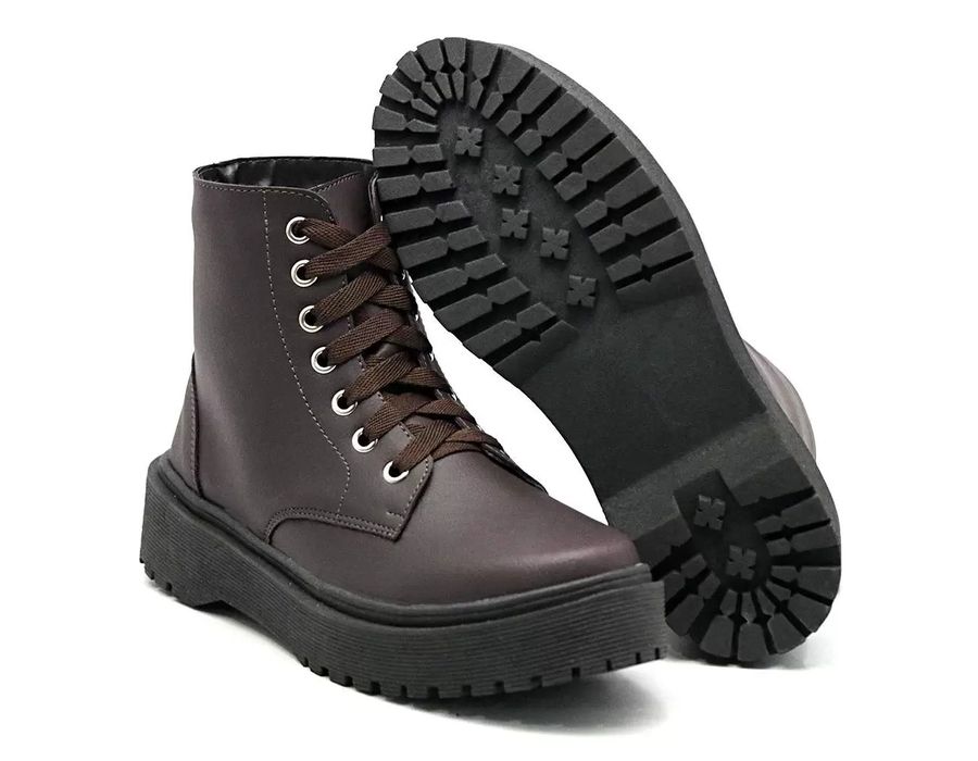 Coturno Botinha Tratorado Dk Shoes Cano Baixo Cafe