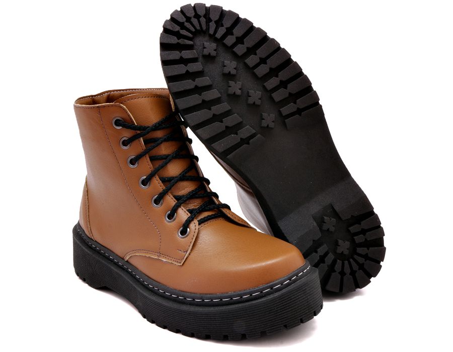 Coturno Botinha Tratorado Dk Shoes Cano Baixo Caramelo