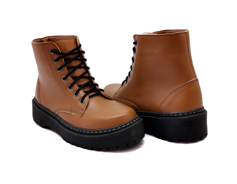 Coturno Botinha Tratorado Dk Shoes Cano Baixo Caramelo