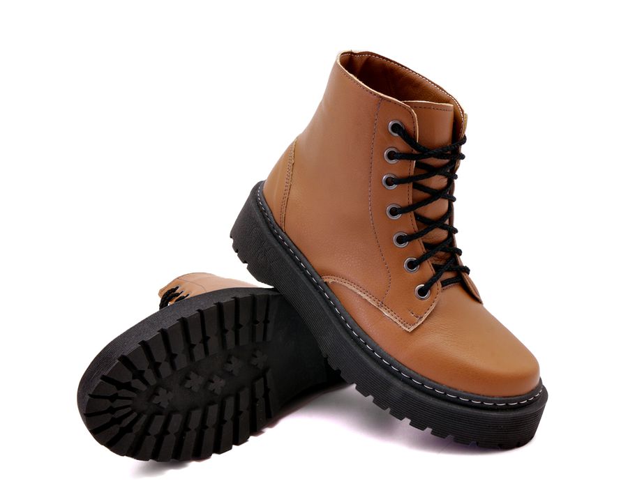 Coturno Botinha Tratorado Dk Shoes Cano Baixo Caramelo