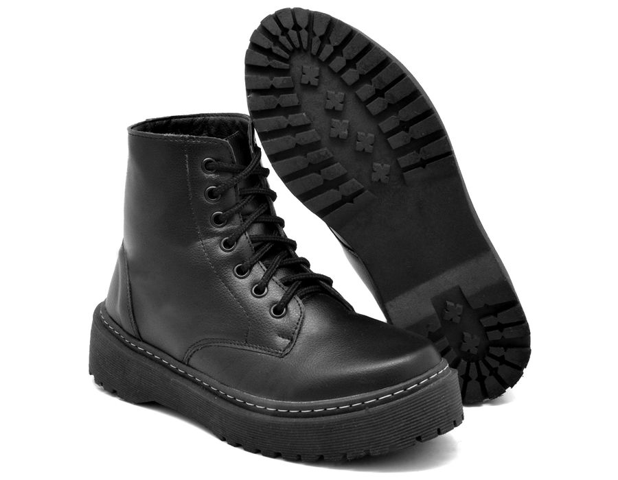 Coturno Botinha Tratorado Dk Shoes Cano Baixo Preto